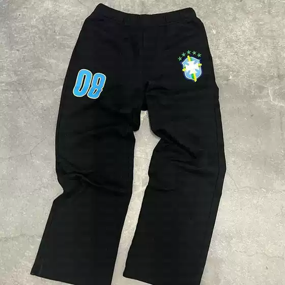 Independent Station Foreign Trade European and American Personalized High Street Gothic Style Sports Pants Long Pants Printed Elastic Waist Pants Trendy Wholesale