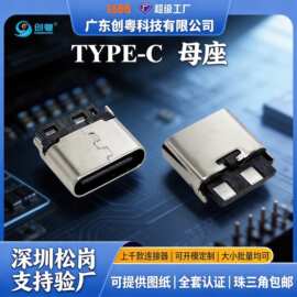 TYPE-C2P母座带线焊线式防水立式耳座焊点USB母头防水Type C母