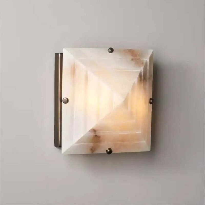 Designer Pagoda Trapezoidal Alabaster Marble Wall Lamp Bedroom Living Room Corridor Bedside Decorative Art Table Lamp