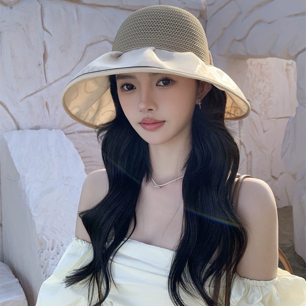 Breathable summer sun hat with bow solar-powered, UV protection