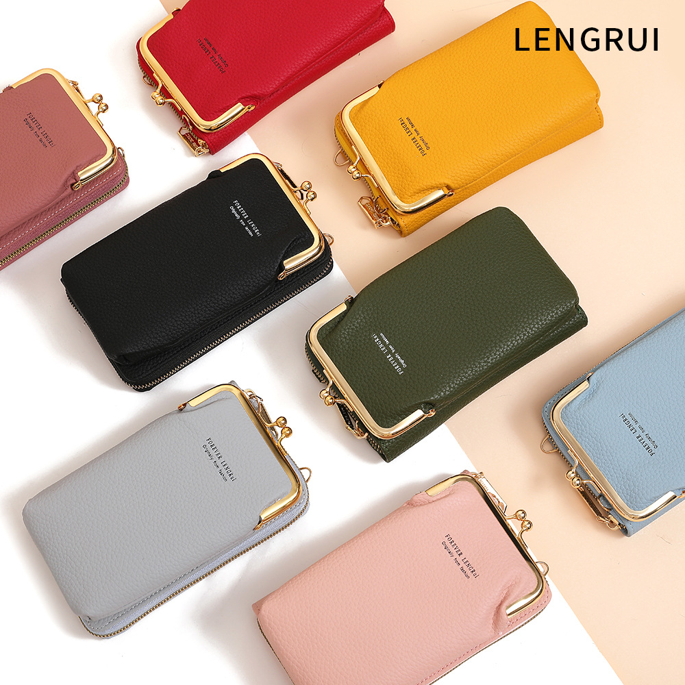 LENGRUI Vertical Women's Fashion Pebbled Mobile Phone Bag Wallet Versatile One Shoulder Korean Edition Women's Bag