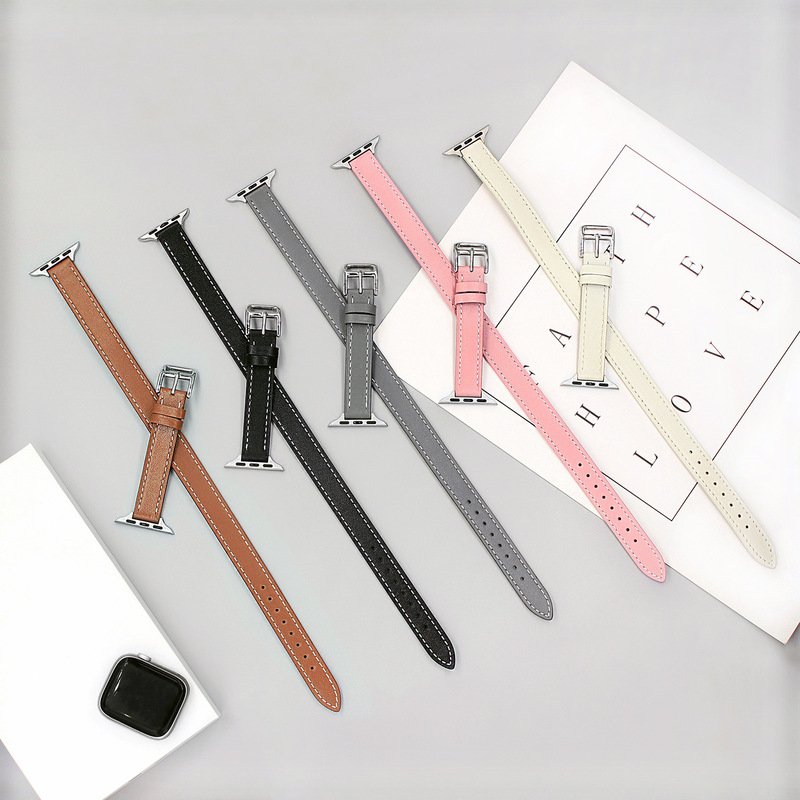 Suitable for Apple Watch Strap, Trendy Double-Loop Style Iwatch11/Se/7/9 Genuine Leather Apple Watch Strap Suitable for Apple Watch Strap, Trendy Double-Loop Style Iwatch11/Se/7/9 Genuine Leather Apple Watch Strap