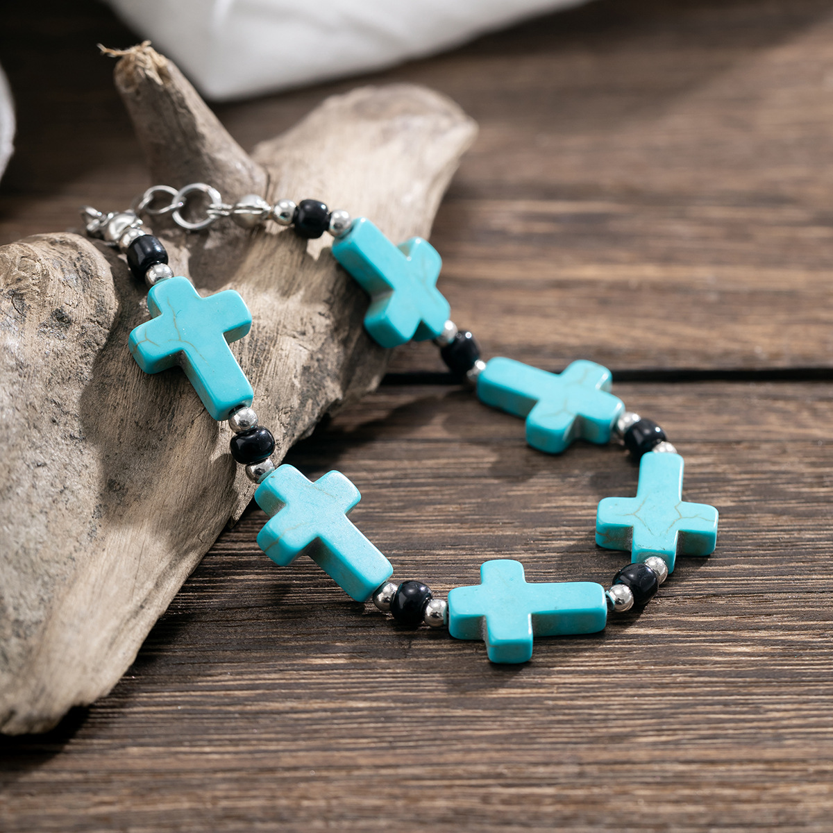 Vintage Style Cross Turquoise Men's Bracelets display picture 3