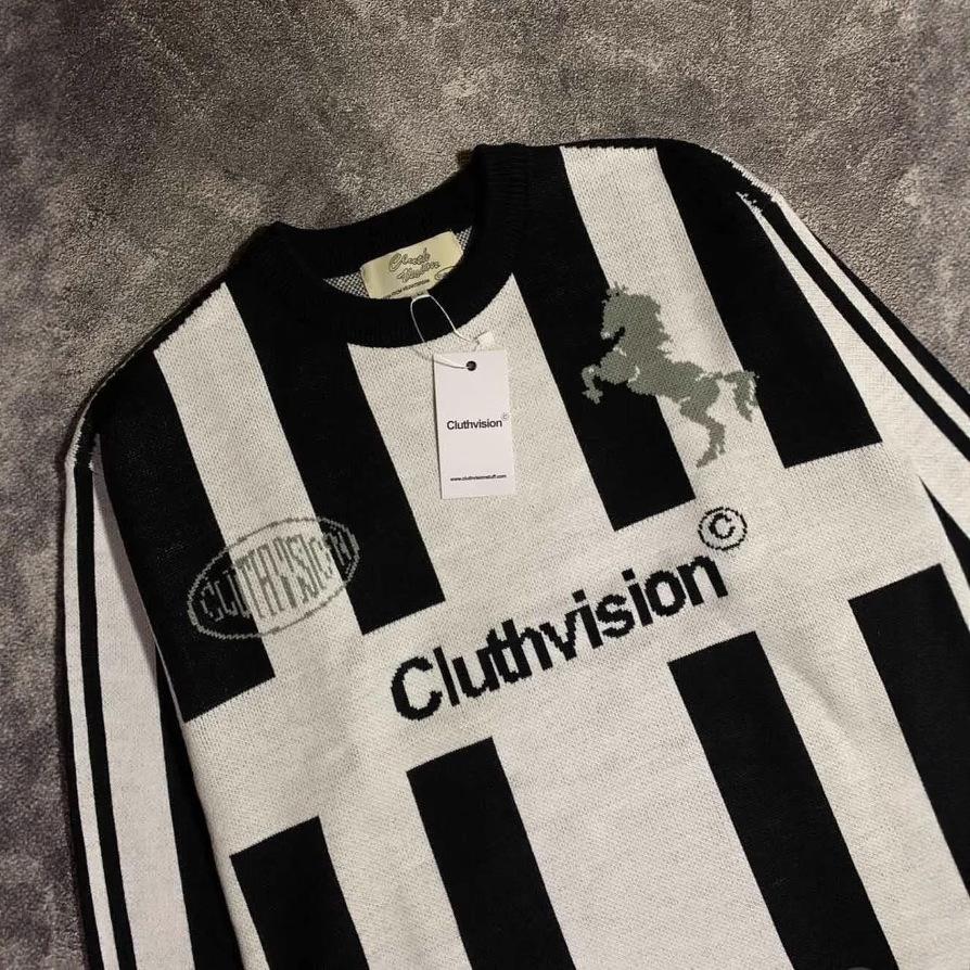 Suéter de rayas verticales sueltas de primavera y otoño retro americano transfronterizo europeo y americano para hombres y mujeres suéter casual de cuello redondo de todo fósforo