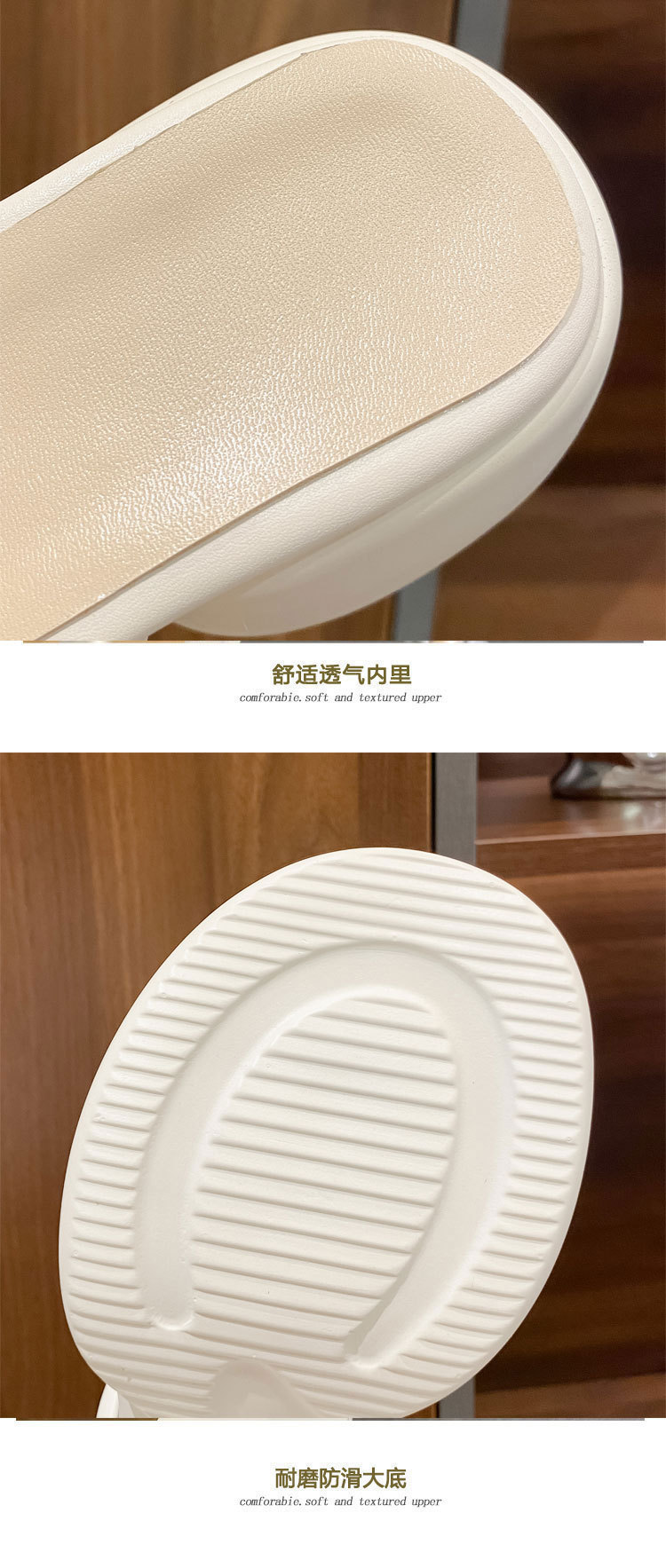 Dép sandal nữ quai chữ V đính ngọc trai, đế xuồng cao gót 9 cm — màu đen, màu trắng ngà chi tiết 9