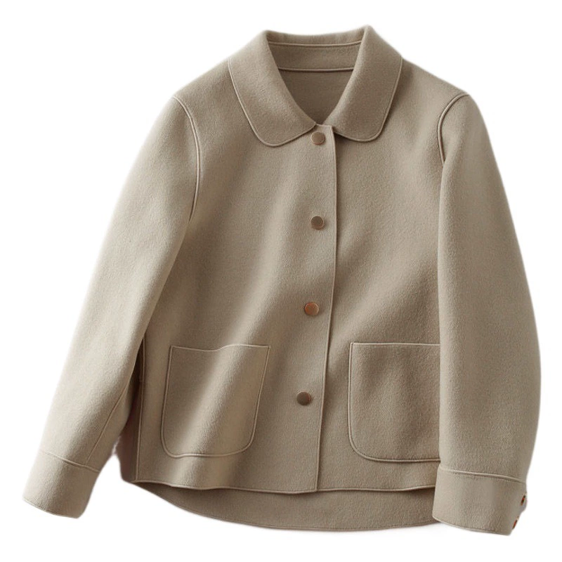 Двусторонний шерстяной женский костюм, верхняя одежда 2025 осень-зима, новый корейский стиль, короткий жакет с лацканами, новый топ