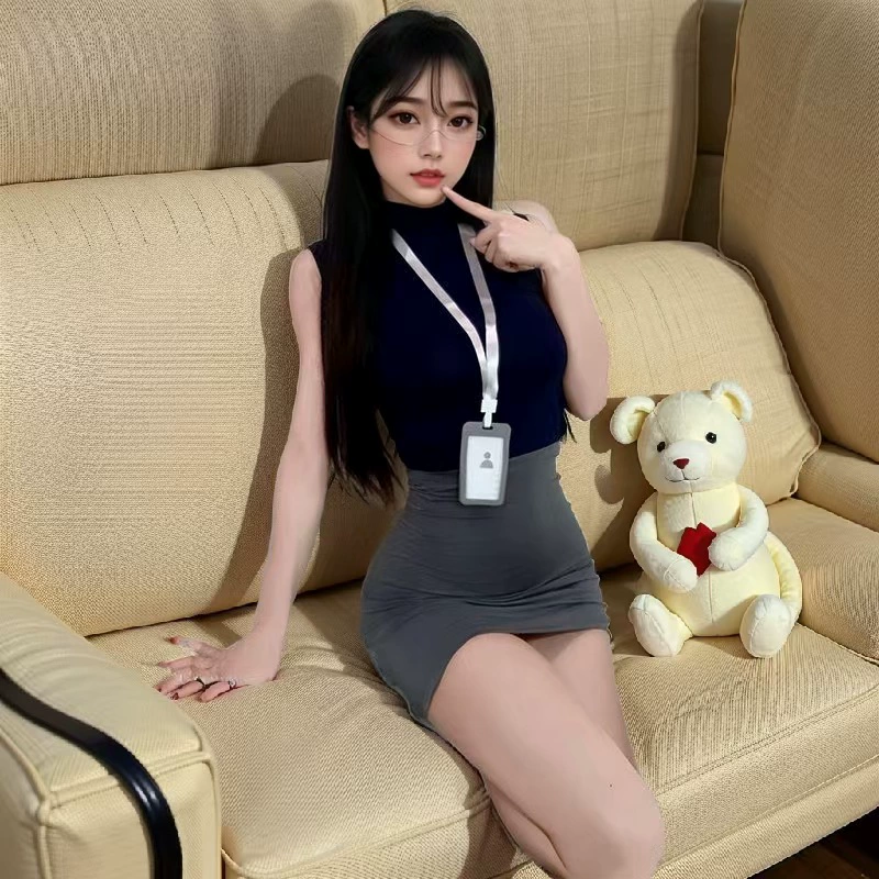 寑慕 Sexy uniform, set, underwear sleevless, hip-accented