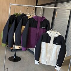 北1990平替！撞色拼接男女情侣款户外休闲防风防水冲锋衣夹克外套