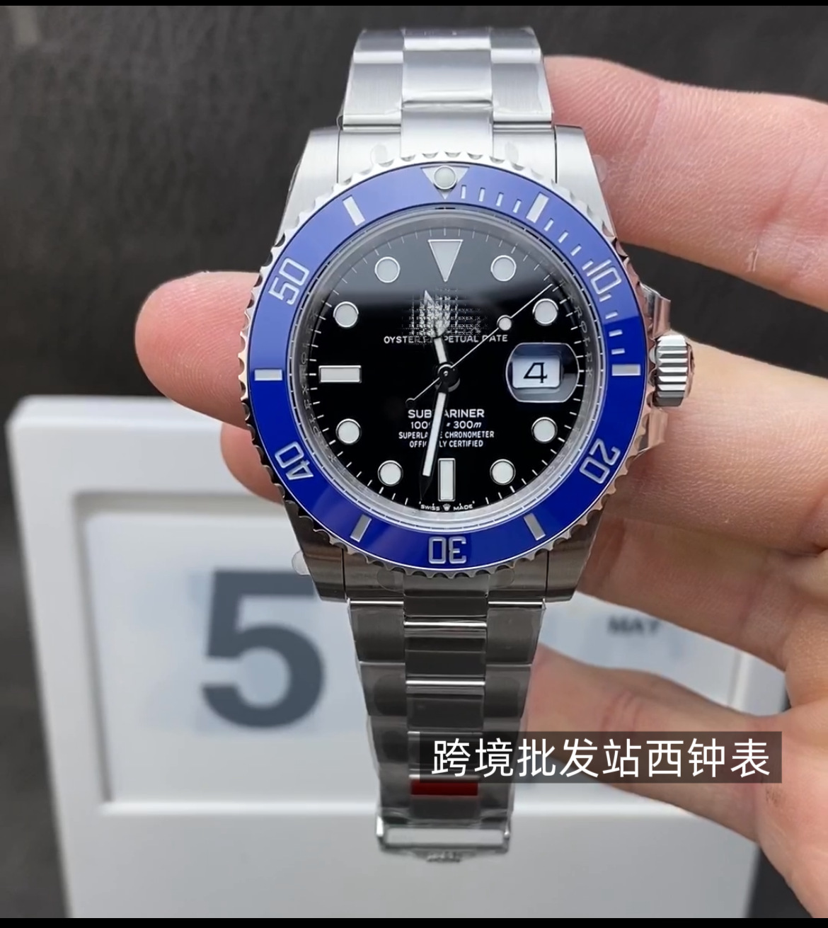 AliExpress Automatic Black Water Ghost 3235 Green Water Ghost Room Gold All Gold Submarine Reloj mecánico al por mayor