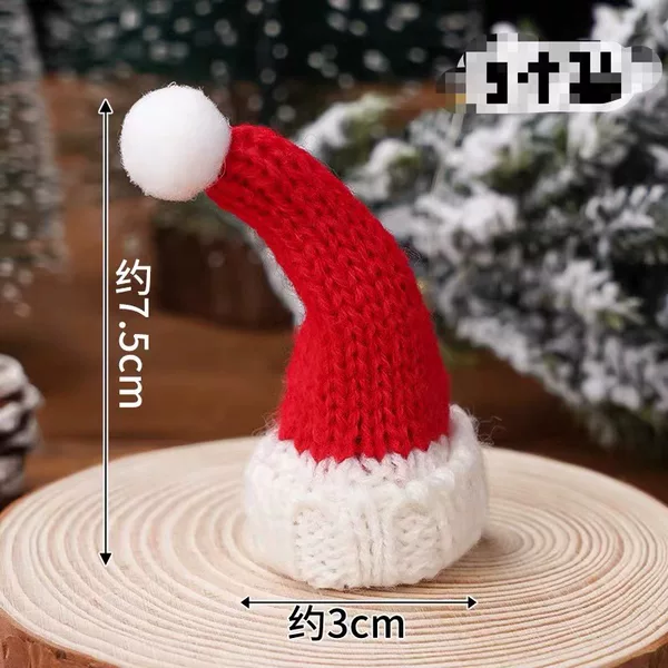 In-Stock Yarn Christmas Hats Mini Knitted Pointed Hats Doll Toys Bottle Clothing Decorations