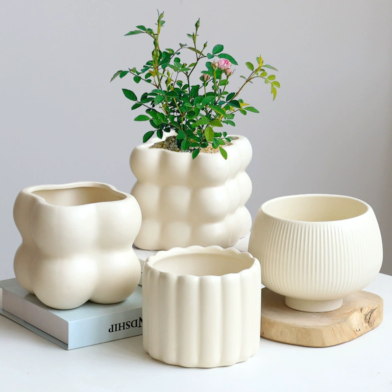Минималистичный Rins ветровой керамический цветочный горшок для домашнего крема