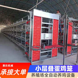 全自动小层叠蛋鸡笼厂家热镀锌蛋鸡笼自动化清粪捡蛋喂料养鸡设备