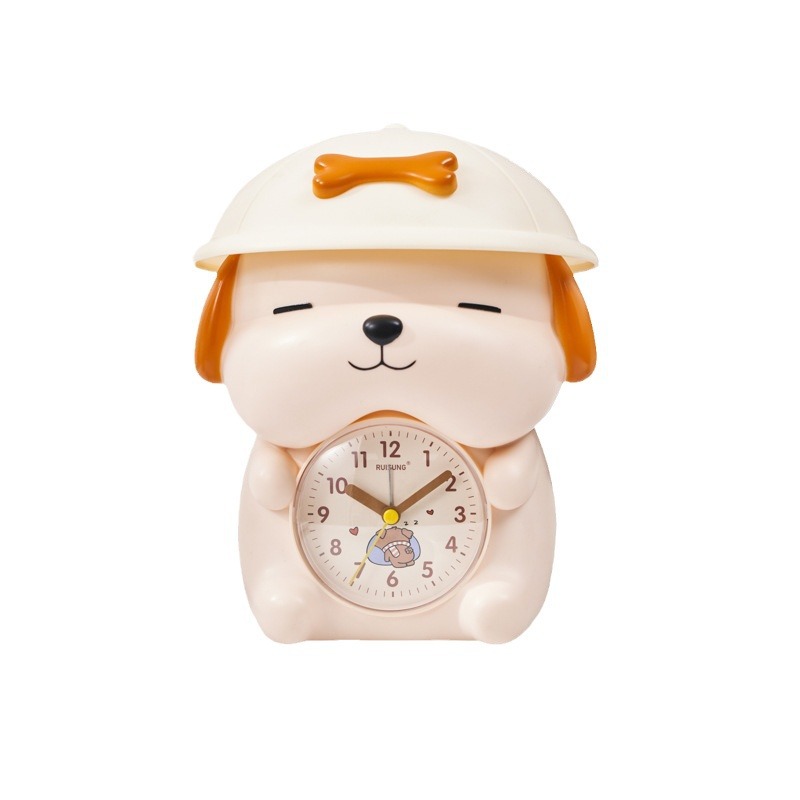 Fabricante recto cachorro lámpara de escritorio música despertador para niños estudiantes reloj especial encantador silencioso red despertador