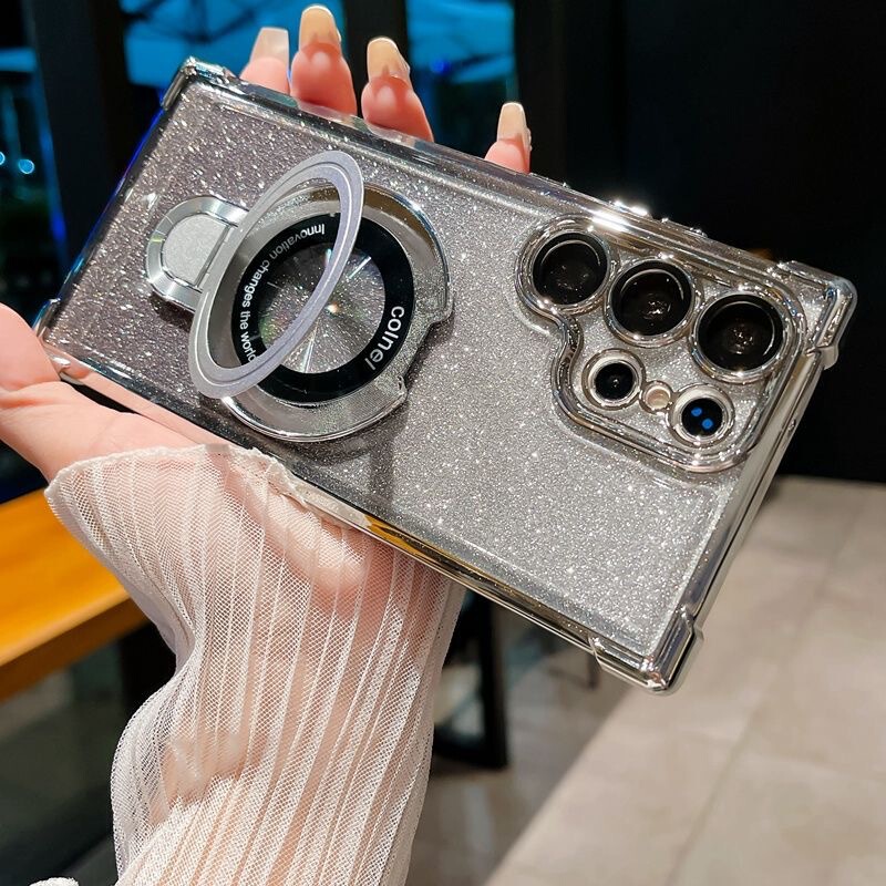 Suitable for Samsung S26 Mobile Phone Case, Electroplated 1-Airbag Mobile Phone Case with Magnetic Stand, Lens Film, Soft Case S26Ultra Suitable for Samsung S26 Mobile Phone Case, Electroplated 1-Airbag Mobile Phone Case with Magnetic Stand, Lens Film, Soft Case S26Ultra