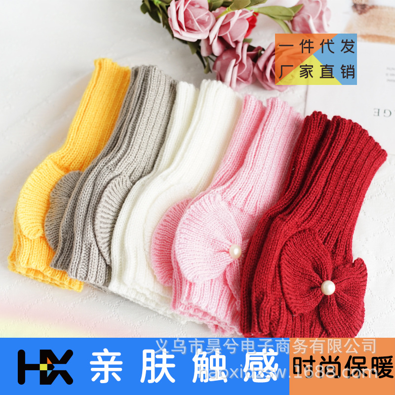 Demi-season keep warm fashionable cute short knitted gloves to go…