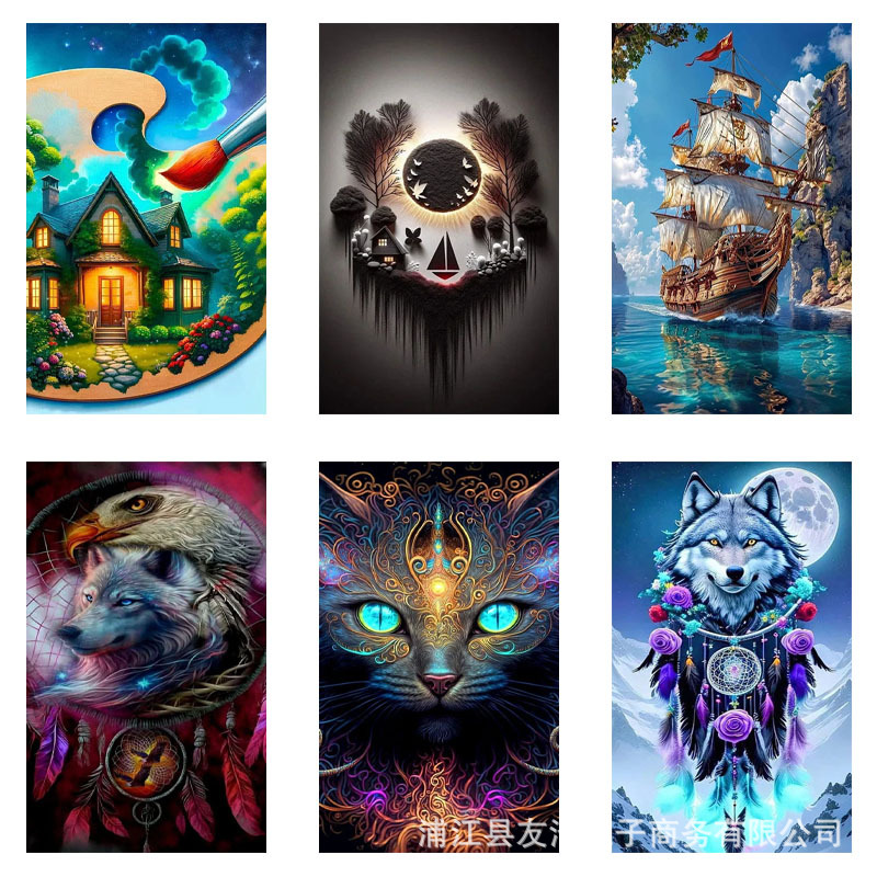 跨境专供热销爆款diy钻石画，5d满钻十字绣，客厅欧式装饰画