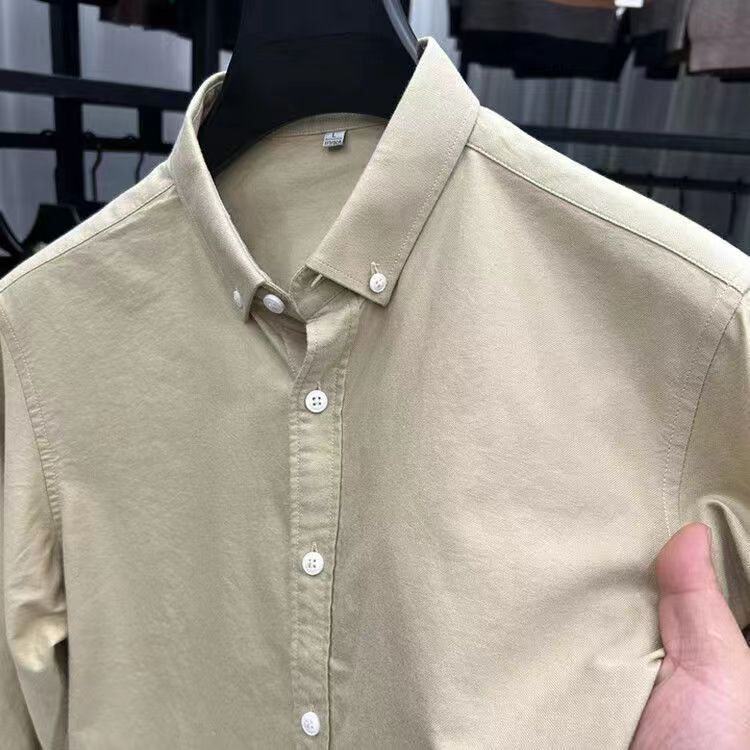 Foreign Trade Single 100% Cotton Men's High-End Shirt Cotton Oxford Long-Sleeved Pure Color Shirt Business Casual Top Foreign Trade Single 100% Cotton Men's High-End Shirt Cotton Oxford Long-Sleeved Pure Color Shirt Business Casual Top