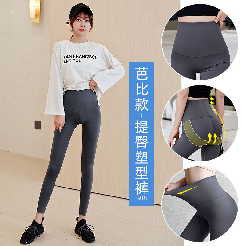 Pantalones de tiburón de hebilla, leggings de mujer, pantalones de primavera, pantalones Barbie de primavera y verano, pantalones negros de presión al por mayor