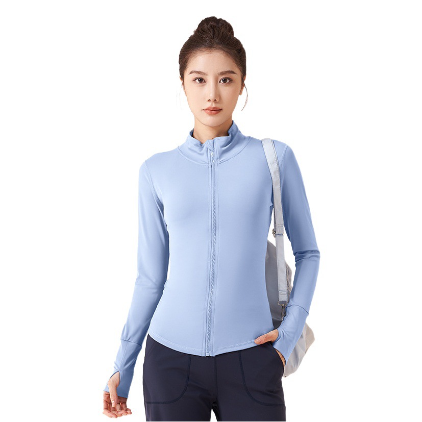 Juyitang Otoño e Invierno fleece-forrado de nuevo Flor de Yoga capa de soporte de cuello cremallera deportes al aire libre a prueba de viento correr ropa de entrenamiento para las mujeres