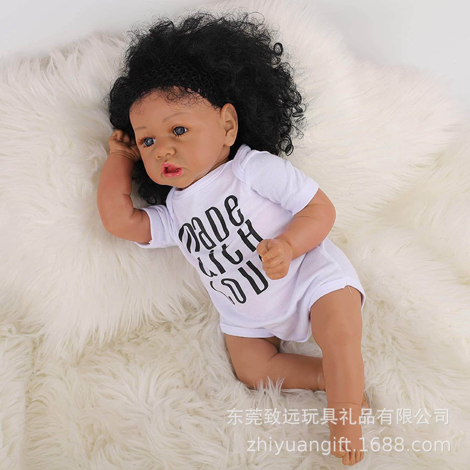 Fuente mayorista de bebés pesados africanos muñecas transfronterizas muñecas reales muñecas chicas comercio electrónico 55 cm renacer Henghua