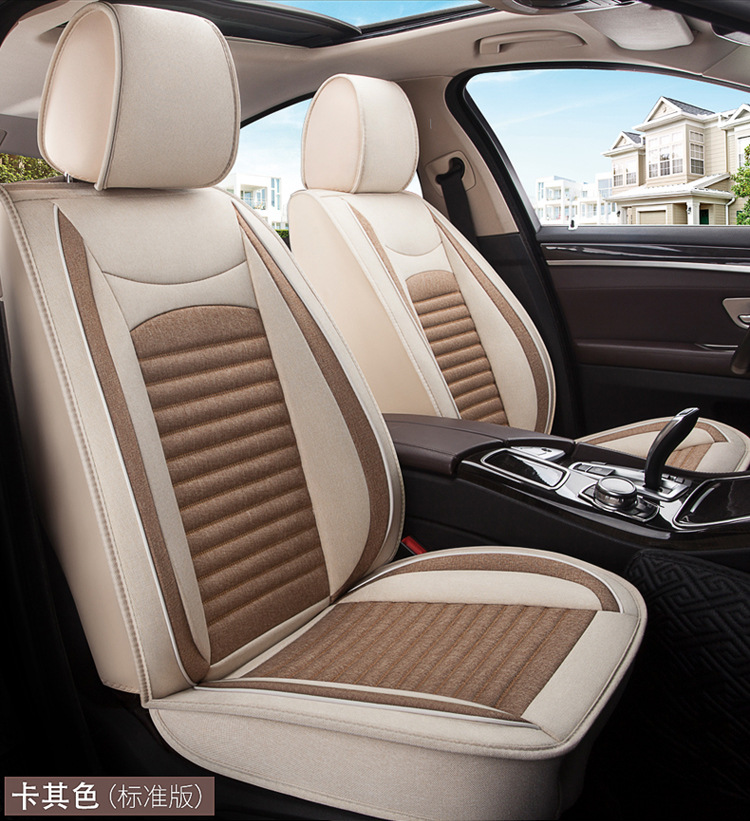 Car Seat Cushion, Universal for All Seasons, New Full-Coverage Car Seat Cover, Special Cushion, Summer Linen Fabric Cotton Seat Cover