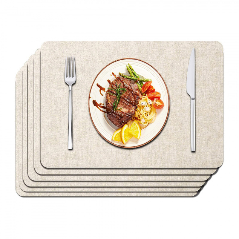 Cross-Border Supply of Artificial Leather Placemats, Leather Waterproof and Oil-Proof Western Placemats, Insulated Thickened Oil-Edged Cloth-Textured Leather