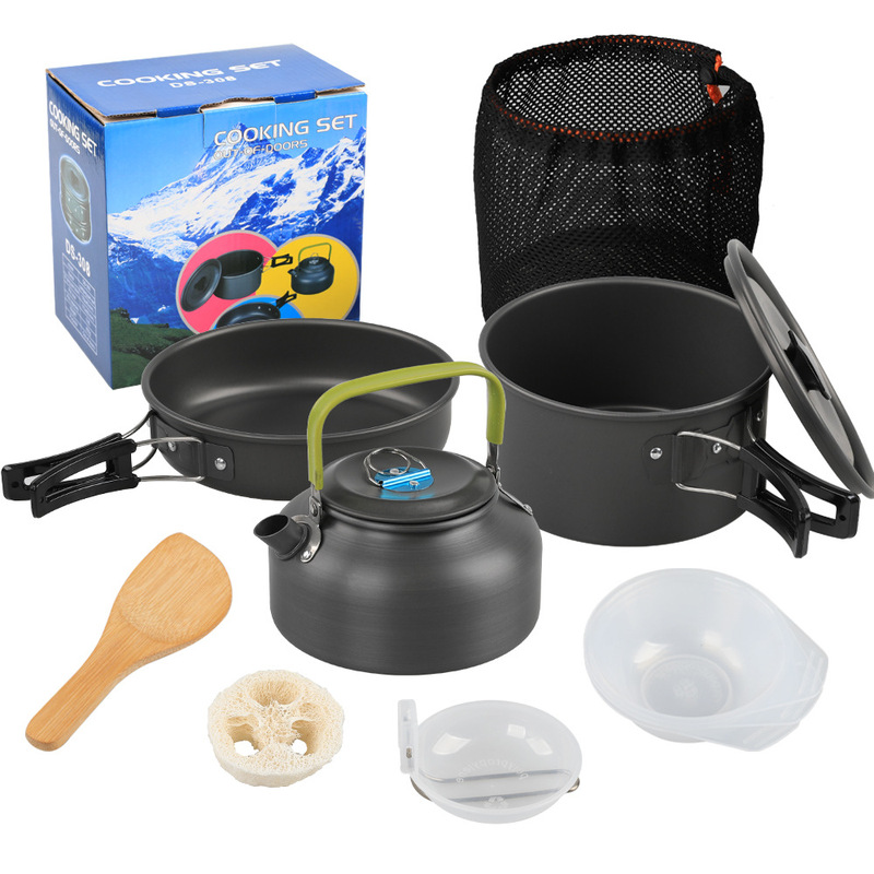 Outdoor Teapot Set Pot with Accessories Ds-308 Pot Set Combination Alumina Material Portable Camping Set Pot Teapot