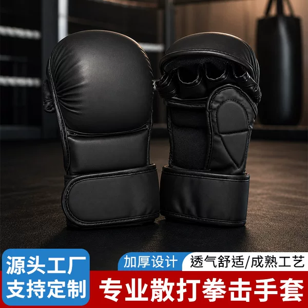 Professional Mma Boxing Gloves for Children, Thickened Fighting Gloves for Men and Women, Half-Finger Gloves for Adults