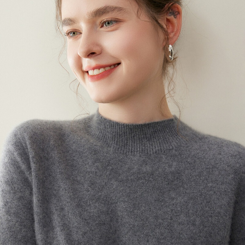 Soft and Cozy 100% Cashmere Sweater for Women, Half-High Collar, Solid Color, Elegant Base Sweater, Versatile and Slimming Top Soft and Cozy 100% Cashmere Sweater for Women, Half-High Collar, Solid Color, Elegant Base Sweater, Versatile and Slimming Top