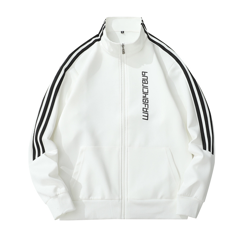 Otoño de tres barras de cuello de vestir ropa deportiva para hombres running fitness juvenil con traje blanco comercio exterior