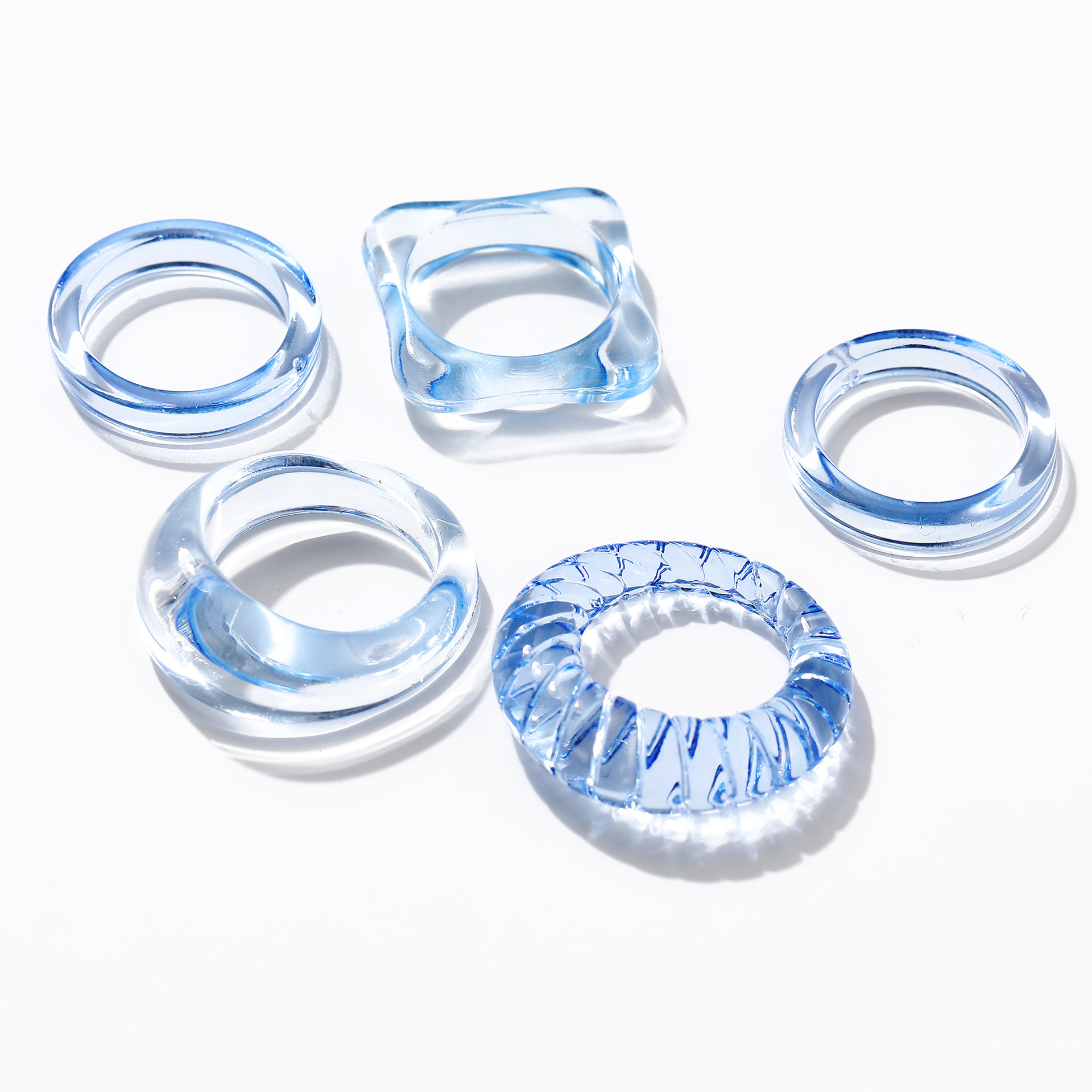 wholesale jewelry simple transparent acetate resin ring  5-piece set Nihaojewelry