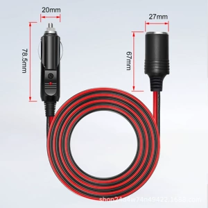 2M/6.6Ft İkili Paralel Avtomobil Siqaret Alışqanı Uzatma Kabeli 16AWG