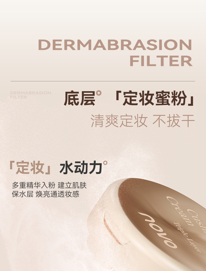 NOVO Three-layer cushion cream, concealer and powder in one, oil-control, setting, touch-up, long-lasting, water-resistant, sweat-proof and no-smudge, BB undefined