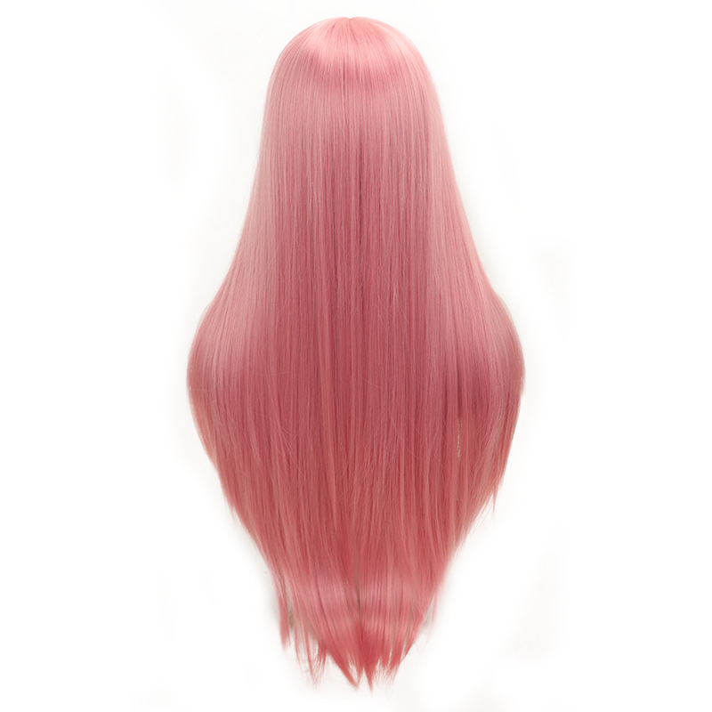 Peluca europea y americana fibra química split costura 13*4*1 encaje Rosa 30 pulgadas larga recta peluca cabeza cubierta en stock venta al por mayor