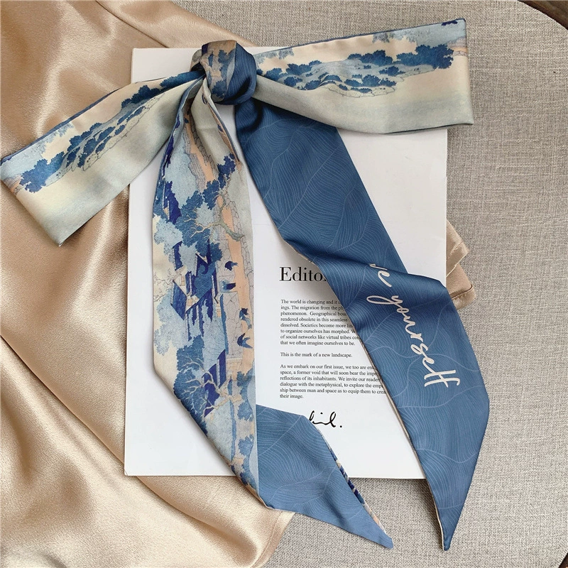 Retro Hair Scarf Ribbon Bow, French-Style Headband Neckerchief, Universal Autumn, 9 Colors
