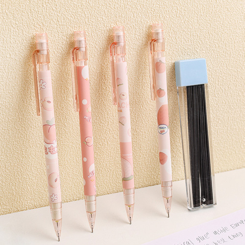 Peach Mechanical Pencil 0.5mm Mechanical Pencil for Primary School Students with Continuous Refill Automatic Pen Stationery