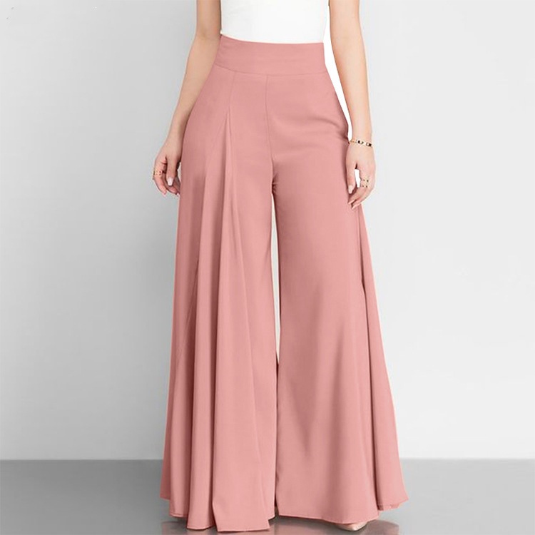 2026 Spring And Summer OL Women's Solid Color High Waist Wide Leg Pants Skinny Thin Casual Pants_ecoleips.com