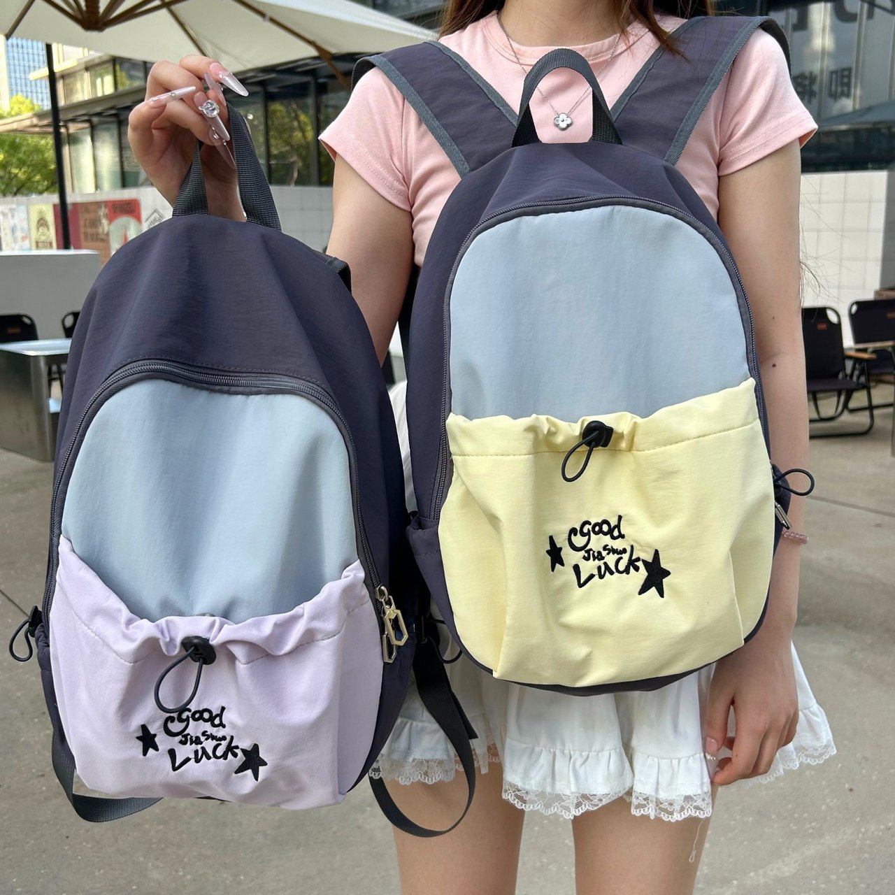 Contrast Color Fresh and Lightweight Small Schoolbag Student Niche Original Literary Mini Backpack Outdoor Hiking Mountaineering Travel Backpack