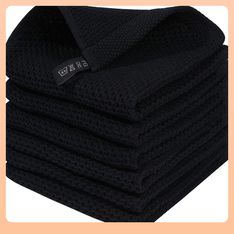 ◔ Amazon Pure Cotton Honeycomb Kitchen Towel Set Easy to Clean Waffle Towel with Hook