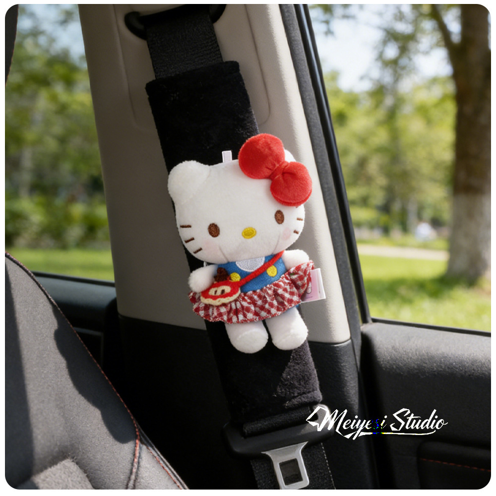 New Spring Outing Hello Kitty Plush Toy Car Seatbelt Shoulder Pad Car Interior Accessories New Car Gift