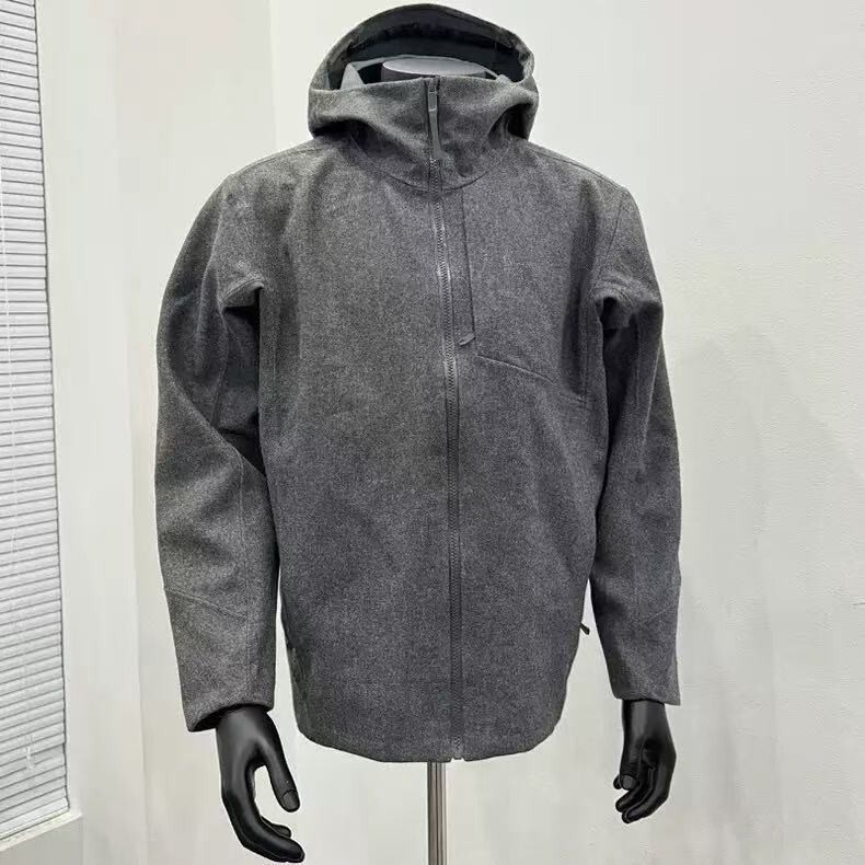 Taizhou Sanmen Niaojia Same Style Sawyer Wool Autumn and Winter Coat Windproof Cashmere Outdoor Warm Hooded Jacket for Men