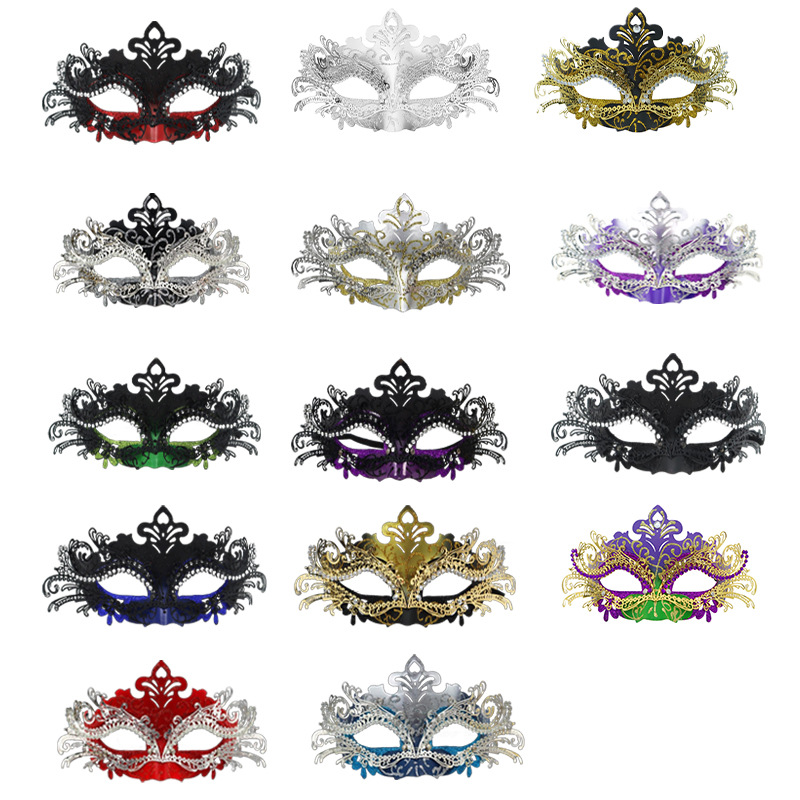 Ventas transfronterizas máscaras de hierro forjado de plástico de alta calidad máscaras de maquillaje de plástico pintadas máscaras de carnaval