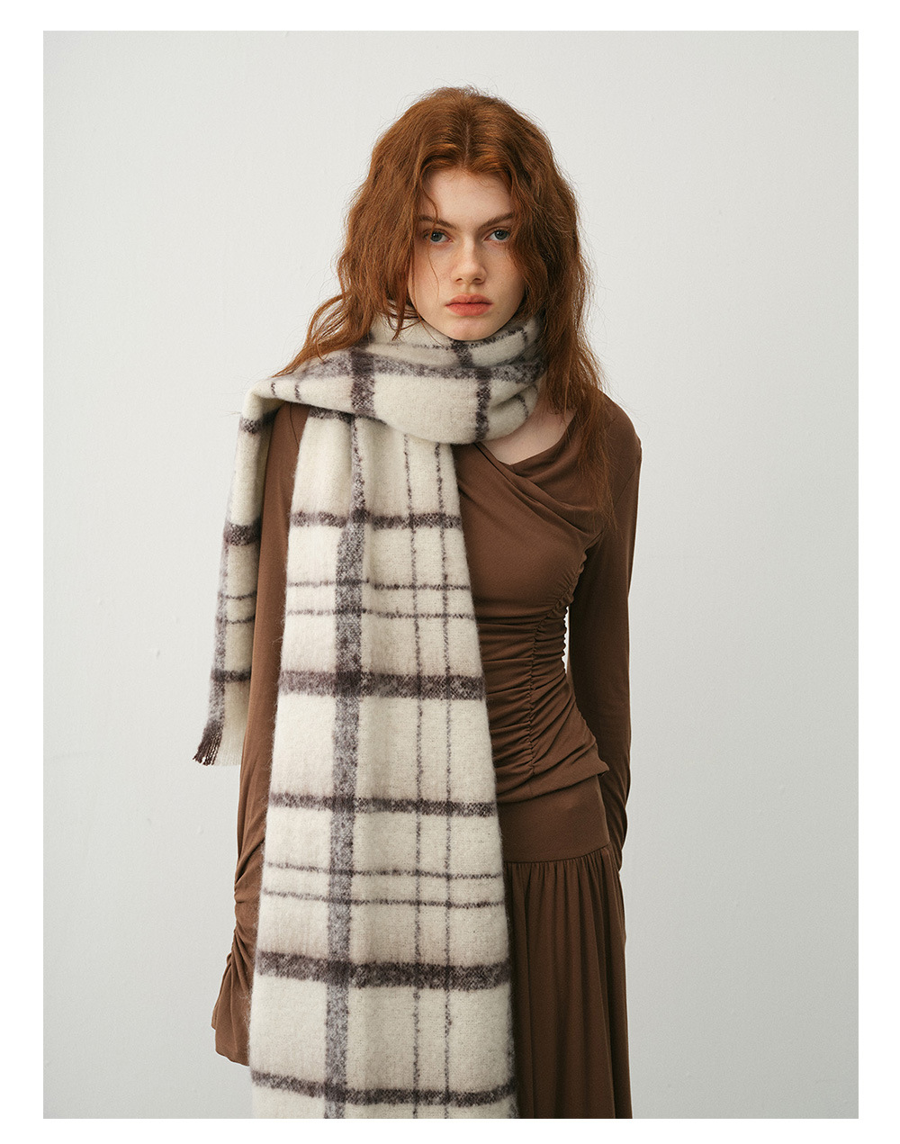 Bufanda de cuadros otoño invierno mujer de lana suave y capa_voghion.com