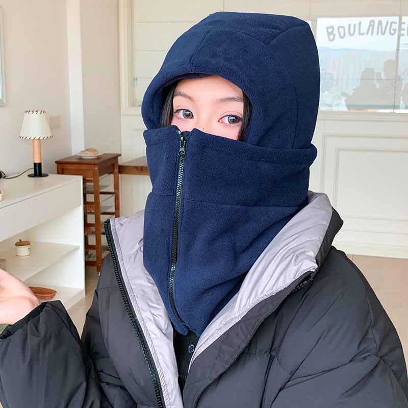 男女可戴摇粒绒保暖雷锋帽户外女骑电动车防风寒围脖面罩一体帽冬|undefined