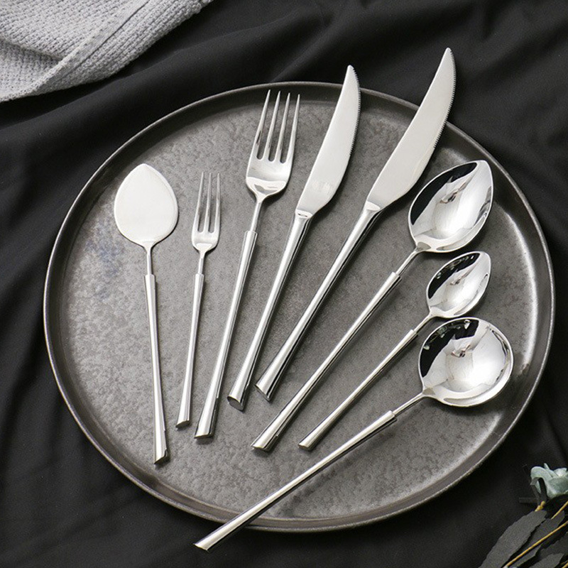 亚丁亮光304不锈钢牛排刀叉套装西餐餐具甜品叉勺法式西餐刀叉勺