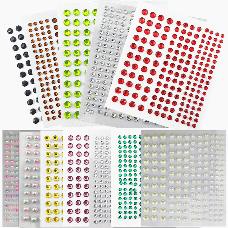 Cross-Border DIY Diamond Stickers Pearl Eye Decoration Tear Diamond Makeup Mermaid Stickers Tear Mole Makeup Paper Amazon Adhesive Diamond