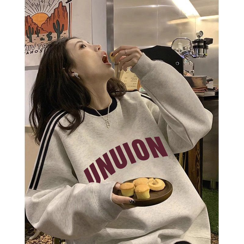 三条杠趣味卡通孕妇卫衣秋冬新款外穿中长款宽松慵懒印花原宿风|undefined
