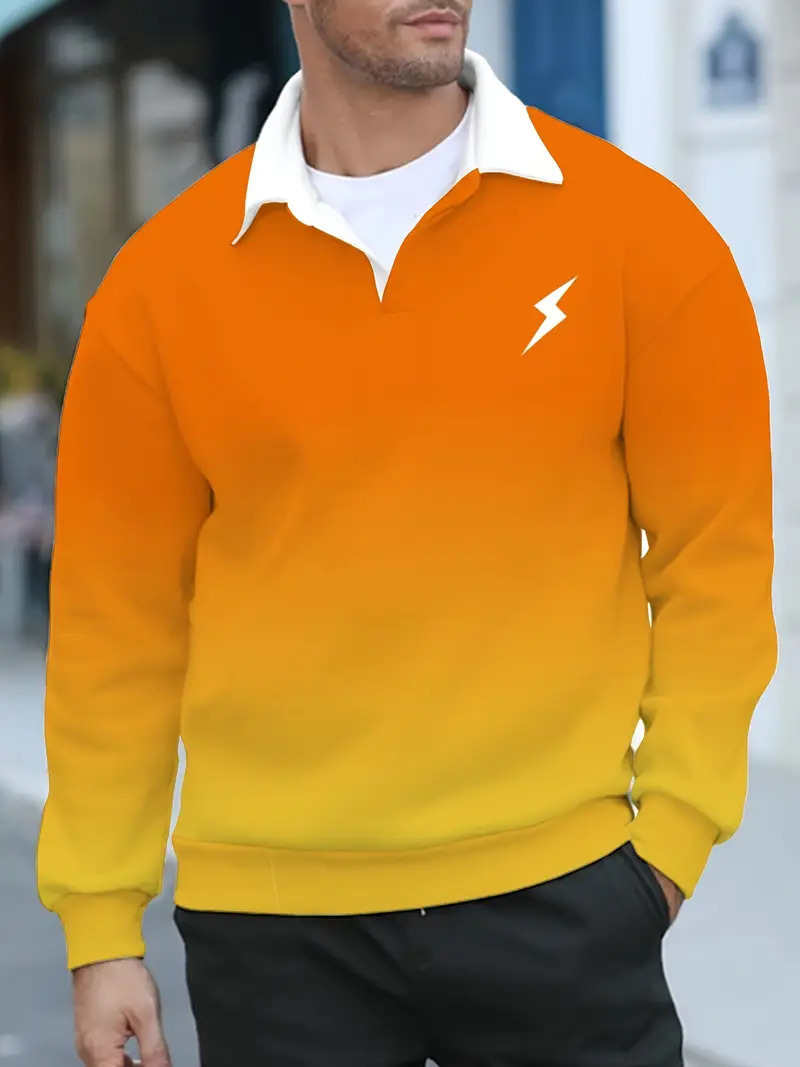 Sudadera para hombre nuevo primavera, otoño e invierno juventud engrosamiento color degradado solapa marca de moda chaqueta de manga larga MB14