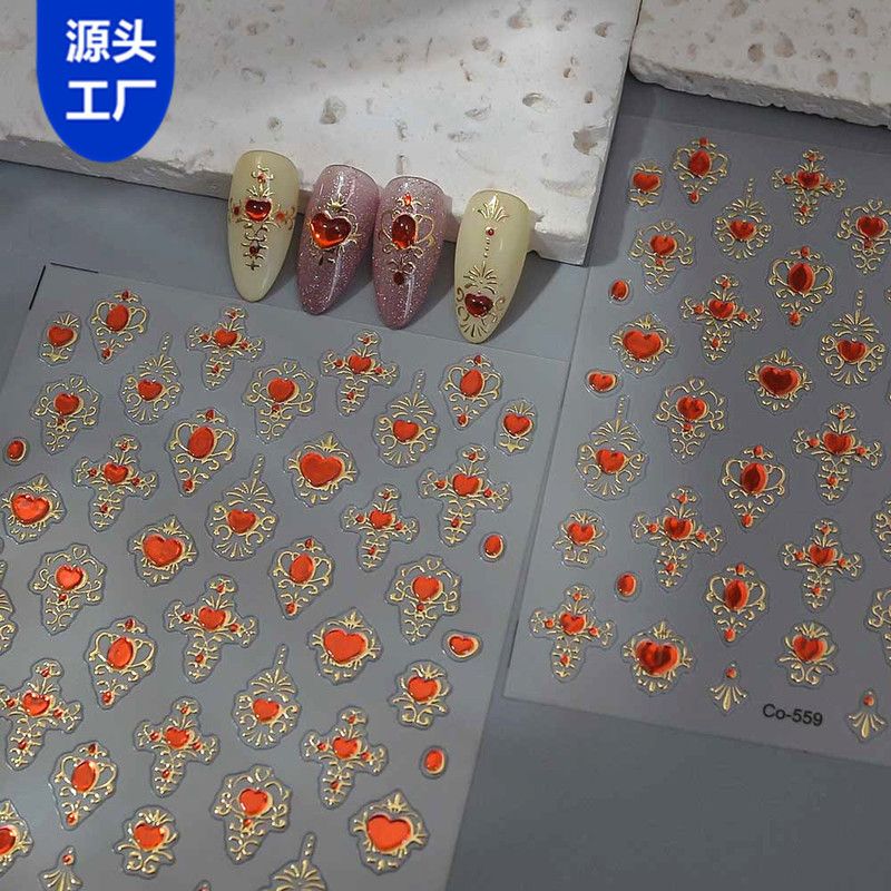 Susan Notes Cross-Border Palace-Style Gemstone Nail Stickers, Heart-Shaped Retro Gorgeous Gemstone Element Nail Stickers Susan Notes Cross-Border Palace-Style Gemstone Nail Stickers, Heart-Shaped Retro Gorgeous Gemstone Element Nail Stickers