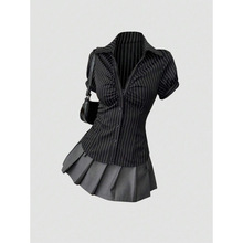 V 73610 Ruched waist commute shirt ��������ͨ�ڳ����羳